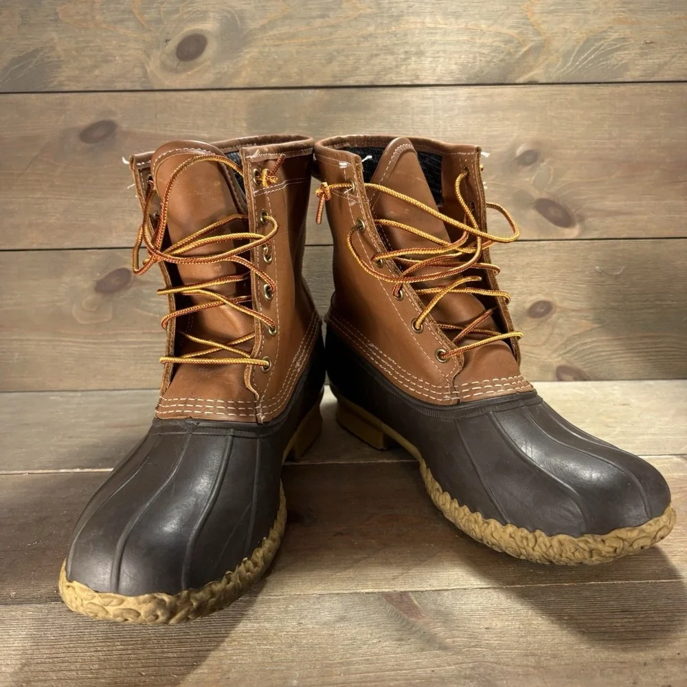 ll bean duck boots mens size 9 wide shoes brown hunting winter waterproof boots